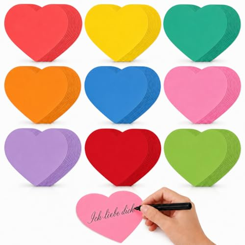 Gadpiparty 108Stücke Herz-papierausschnitte in Bunten Farben für Klassenzimmer-dekorationen und Diy-projekte Schreibbare Herzform für Valentinstag Geburtstagsfeiern und Kreative Bastelaktivitäten