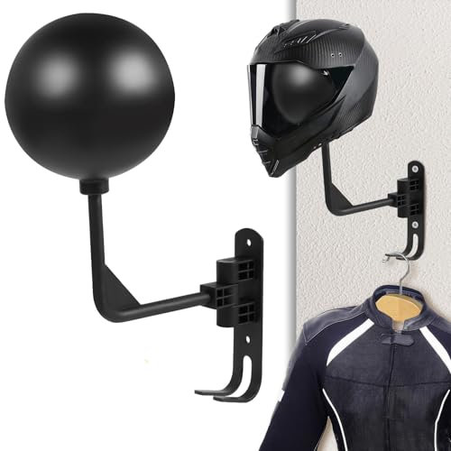 Support mural pour casque de moto avec crochet - Peut être tourné à 180 ° - En alliage d'aluminium - Support de casque de moto pour ranger les casques de moto, casques, chapeaux, manteaux (1)
