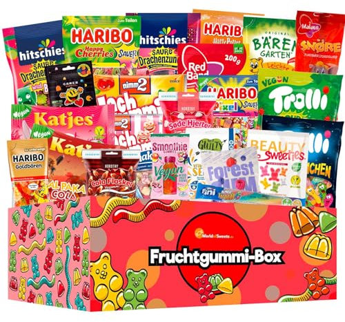 World of Sweets Fruchtgummi-Box – bunte Mischung mit Fruchtgummi & Weingummi zum Naschen, Teilen & Verschenken – süße Überraschungsbox für jeden Anlass