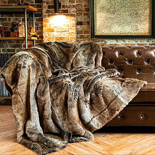 Battilo Luxus Kunstpelzdecke Braun 125x150 cm - Extra weiche Flauschige Wohndecke für Bett, Sofa & Couch, kuschelig warme Winterdecke, Home Decor Geschenk