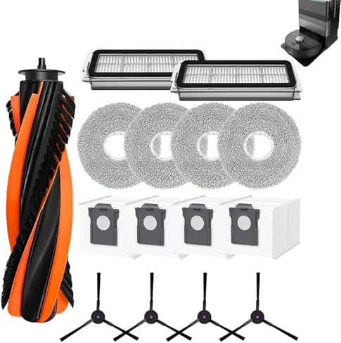 Lot de 29 accessoires d'aspirateur pour robot Cecotec pour Conga X70 avec brosse principale, brosses latérales, filtres, chiffons de nettoyage, sacs à poussière pour un nettoyage efficace de la maison