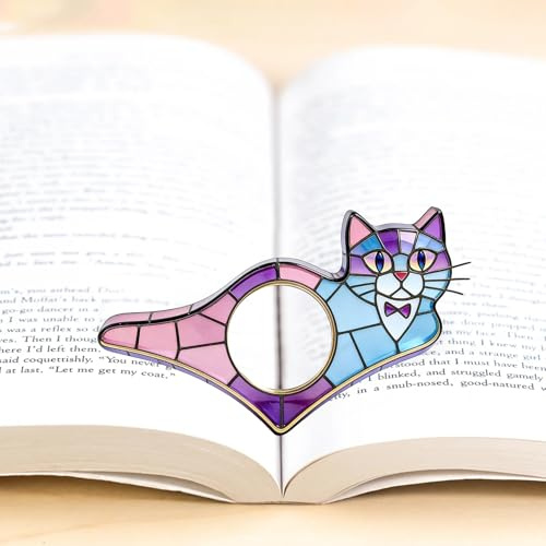 Chat Porte-Page Livre pour Pouce en Acrylique, Porte Page Léger et Lisse pour Lecture à Une Main, Accessoire de Lecture pour Romans, Manuels, Cahiers, Idée Cadeau Lecteurs-04