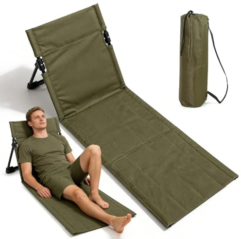 Sitzunterlage Outdoor, Strand-Klappstuhl, Strandstuhlkissen mit Rückenlehne, Gefaltetes Sitzkissen, Bodenstuhl Gefaltetes Sitzkissen, Strandmatte klappbar für Picknick Angeln Wandern Camping (Grün)