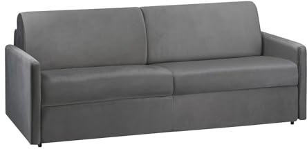 Vente-unique - Schlafsofa 4 Calife - Samt - anthrazitgrau