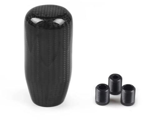 JFRKGMU 5/6 Speed Carbon Fiber Gear Shift Knob Round Ball Shape Manual Transmission Shifter Lever M8x1.25 M10x1 5 Car Gear Shift Knob(73mm Black)