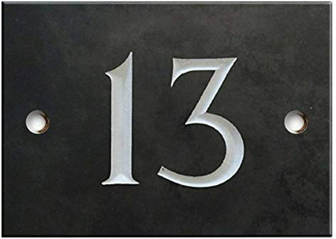 Engraved Slate House number sign - 1 to 99 (select your number here) - number 13 (Same Day Dispatch by 1st class Post!!!)