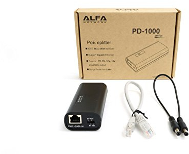 ALFA PD-1000D, 802.3at Gigabit Switchable PoE Power Over Ethernet, Strom über Netzwerkkabel
