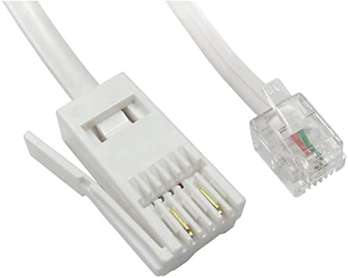 PC Supplies Limited PCSL® - BT Plug to RJ11 ~ SKY Satelite Box Telephone/Modem Cable, for use with SKY/SKY + / SKY PLUS/SKY HD (1m, White)