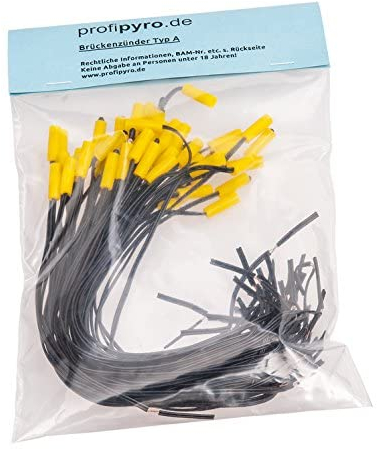 50x Elektrische Brückenzünder Typ A / 0,3m (Elektrozünder, Sicherheitszünder, Zündschnur)
