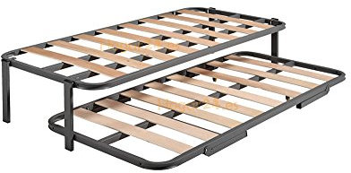 Hogar 24 Cama Nido con 2 Somieres, Estructura Reforzada Doble Barra Superior + Patas, 105x190cm