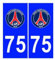75 PSG Paris foot autocollant plaque - Angles : droits