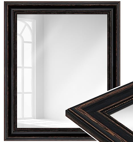 WANDStyle Spiegel 30x40 cm im Barock-Stil aus Holz, schwarzer Wandspiegel, Made in Germany - H550