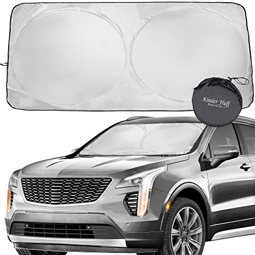 Kinder Fluff Parasol para Parabrisas | Cubierta Reflectante y Plegable para Parabrisas con Bloqueo del 99% de Rayos UV | Accesorios para Ventanas y el Interior del Coche - L (160x89 cm)