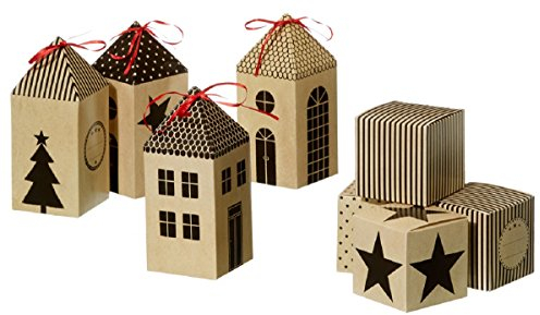 Geschenkestadl Adventskalender 48-TLG Bastelset Dorf Papier Weihnachten Advent Kalender zum Selbstbefüllen
