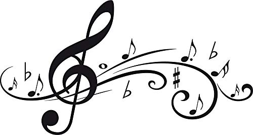 GRAZDesign Wandtattoo Musik Wohnzimmer Jugendzimmer Musikraum | Wandaufkleber Notenschlüßel - 94x50cm / 070 schwarz