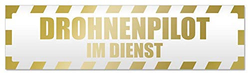 Kiwistar Drohnenpilot Dienst gestreift Magnetschild Schild magnetisch - 20cm Gold - Magnetfolie für Auto PKW Kfz