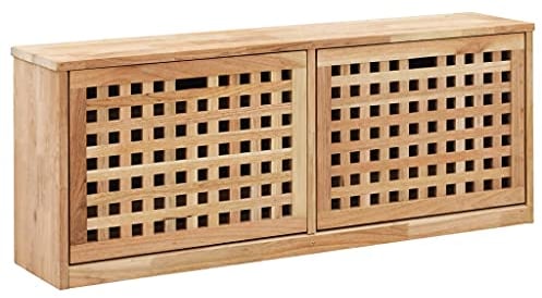 vidaXL Nogal Banco Zapatero Madera Maciza 2 Cajones Abatibles Mueble Zapatos Organizador Calzado Estante Arcón Almacenaje Entrada Recibidor Dormitorio