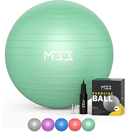 Mode33 Exercise Ball - 55 to 85cm Extra Thick Anti-Burst Yoga Ball with Hand Pump - Gym Ball for Fitness, Pilates ball, bouncing ball, Labour, Birthing Ball pregnancy,