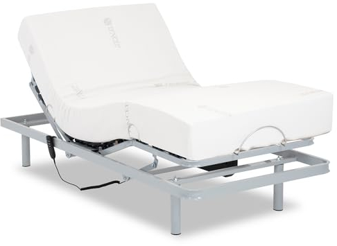 Geriafy – Pack Cama Articulada Reforzada con colchón viscoelástico de 20 cm Tencel | Tejido Fresco y Suave (90x190 cm, Mando por Cable)