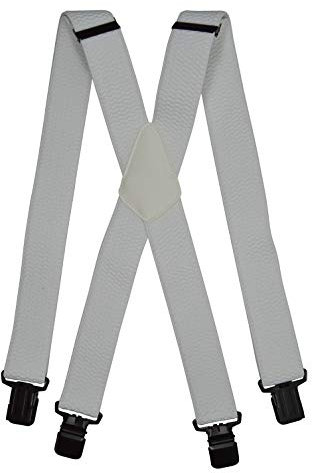 Olata Hosenträger Herren - Extra breite Träger und schwarze Metall-Clips, Hosenträger X-Form mit überkreuzten Trägern – 4 cm. Weiß