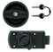 Serrure Noire à Bouton pour Porte de Caravane avec Ouverture à Droite + Barillet & clés