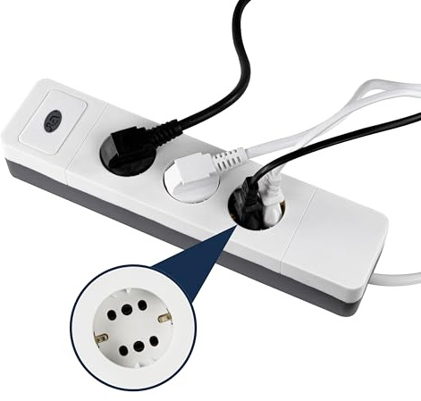 REV COMBINI Mehrfachsteckdose mit Schalter, Kabel 1,4m, weiß | Steckdosenleiste mit 3-6 Stecker | Steckplätze 45 Grad gedreht | Stromverteiler mit Wandmontage
