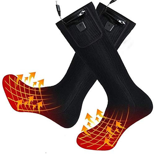 ZhengELE Calcetines Calientes eléctricos Recargables de Invierno 7.4V 2200mAh Calcetines térmicos con batería para Acampar (Color : Black, Size : M)