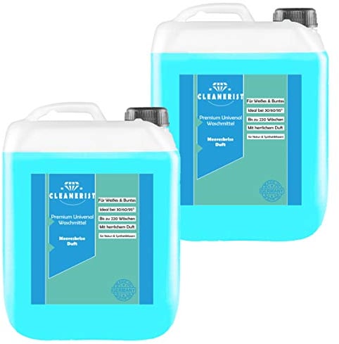 Cleanerist | 2x5L lessive liquide universelle, 400+ lavages – nettoyage en profondeur, formule concentrée, parfum frais, 20°C-95°C, pour couleurs, blancs et foncés