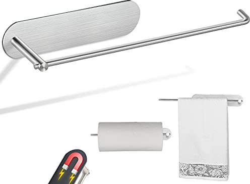 Magnetic Paper Towel Holder Heavy Duty Steel Refrigerator Kitchen Fridge Bar Grill BBQ RV (11.8 Inch-Magnetic-Brushed)
