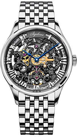 agelocer Herrenuhr Edelstahl Skelett Mechanische Automatik Luxus Uhr, Nk_5402a9, Armband