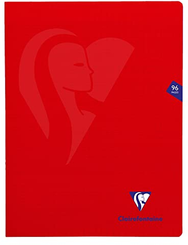 Clairefontaine 333361C Un Lot de 10 Cahiers Agrafés Mimesys Rouges - 24x32 cm - 96 Pages Grands Carreaux - Papier Blanc 90 g - Couverture Polypro