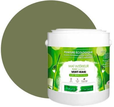 BOX DECO COULEURS Peinture murale naturelle écologique aspect mat intérieur Natura - 2,5L, Vert Kaki