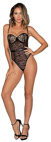 Dreamgirl Damen Teddybär mit Nieten Dessous, schwarz, X-Large