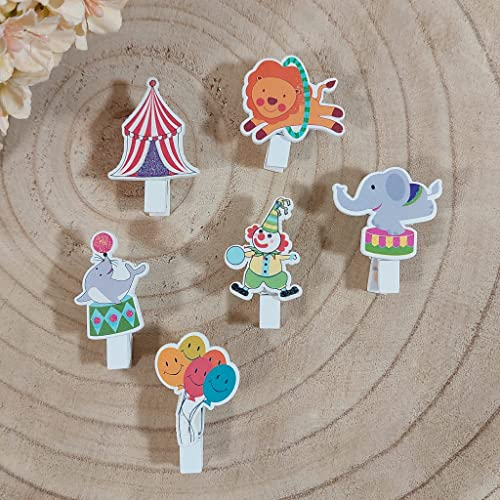 Sindy Bomboniere 60 Mollette Legno segnaposto Circo Tema Clown (Circo)