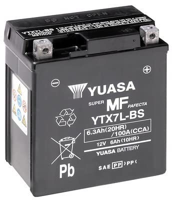 BATTERIA YUASA YTX7L-BS COMPATIBILE CON HONDA CB F HORNET - 600 CC 2005-2006 SPECIFICA COMPLETA MOTO SCOOTER SENZA MANUTENZIONE