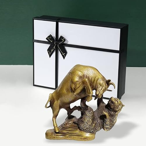 Cutfouwe Bulle Und Bär Figuren & Deko-Feng Shui Statue,Geschenk Für Börsen Fans, Trader Und Investoren.Messing