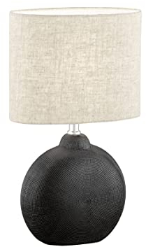 Tischleuchte, Foro | schwarz mit Struktur matt| Stoffschirm| sandfarben Leinen innen weiß| L: 23,00 cm, B: 13,00 cm, H: 36,00 cm,| mit Schnurschalter| 1x E14 max. 40 Watt | 50470