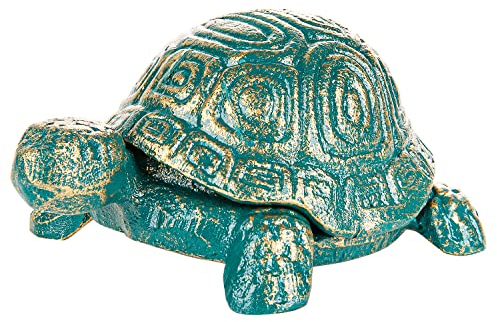 Sungmor Schildkrötenschlüssel-Verstecken aus Gusseisen, für drinnen und draußen, Ersatzschlüsselhalter, antikgrün, Kleintierstatue für Regal, Schmuck, Schlüssel, Clips, Teelichthalter
