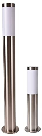 Novatool Gartenlampen I 45 cm + 80 cm I Edelstahl I IP44 I E27 Sockel I Gartenleuchten Stehlampen Säulenlampen außen Außenlampen Aussenleuchten Sockelleuchten Pollerleuchten Pollerleuchte