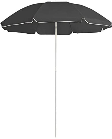 Makastle Sonnenschirm Strandschirm 180 cm Gartenschirm Marktschirm, Terrassenschirm, Kippbar, Witterungs- & UV-beständig, Sonnenschutzschirm, Sonnenschutz, Balkonschirm Schirm, Anthrazit