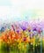 adrium Acryl-Bild 30 x 40 cm: Abstrakte Aquarellmalerei lila Kosmosblume, Kornblume, violetter Lavendel, weiße und orangefarbene Wildblumen. Wilde Blumenwiese(59852139)