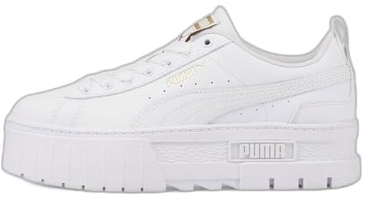 PUMA Mayze Lth Jr, Scarpe da Ginnastica, White Team Gold, 38 EU