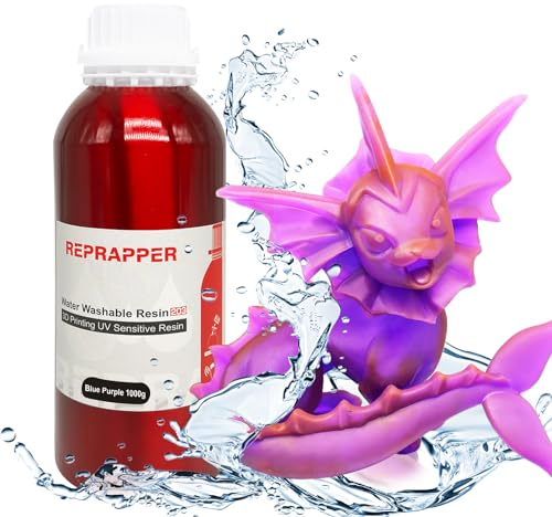 RepRapper 203 Zweifarbiges Wasserwaschbares 3D Drucker Resin 3D Drucker Harz UV 405nm Rapid Photopolymer Resin Water Washable Resin für LCD 3D Druck, Blau+Lila1000g