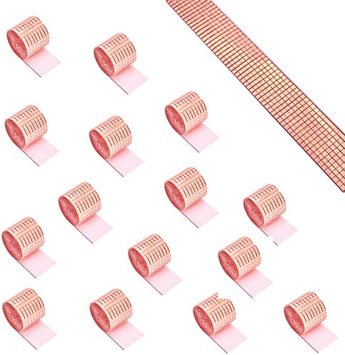 7200Pcs Mirrors Mosaic Tiles Disco Ball Mirror Tiles Self-Adhesive Real Square Glass Mirror DIY Tiles for Craft DIY,Silver Rose Gold,15 Sheets (Rose Gold)