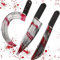 NIDONE Halloween Costume Cuter, 3Pcs sanguinosa Finta Cuter Halloween Machete Giocattolo, plastica Halloween Macellaio sanguinosa Falce Arma Prop per Halloween Party Decorazione
