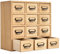 KIRIGEN Wood Storage Drawer Units Desktop Organiser Chest of Drawers Craft Cabinet 12 Mini Drawers with Metal Handles for Desk Accessories Organization Natural (12CG-NA)