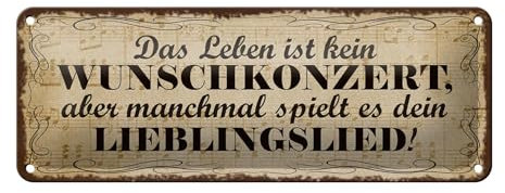 FEMER Blechschild Spruch 27x10cm Leben kein Wunschkonzert Aber Dekoration