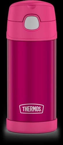 Thermos Funtainer - Botella con pajita (0,35 L), color rosa