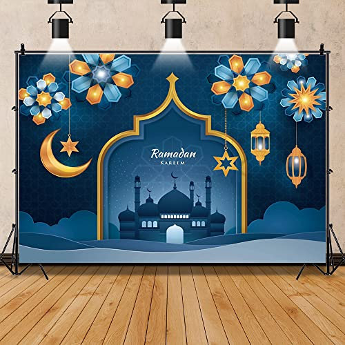 Eid Poster Hintergrund Goldene Punkte Mond Islamische Moschee Lampen Ramadan Wohnkultur Tapete Foto Hintergrund Banner / 240x180