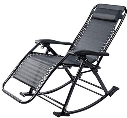 Balkon Büro Relaxsessel Liege Terrassenstuhl Schwarz Schaukelstuhl | Zero Gravity Locking Recliner Chair Wohnzimmer Garten Rasen | Outdoor-Liegestuhl Oversize Folding